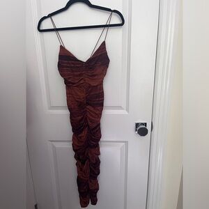 ASOS Design brown ruched dress